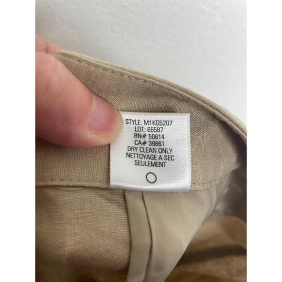 Tahari Dress Pants Womens 12 Tan Linen Cotton Wide Leg Stretch Mid Rise Career - Picture 11 of 12
